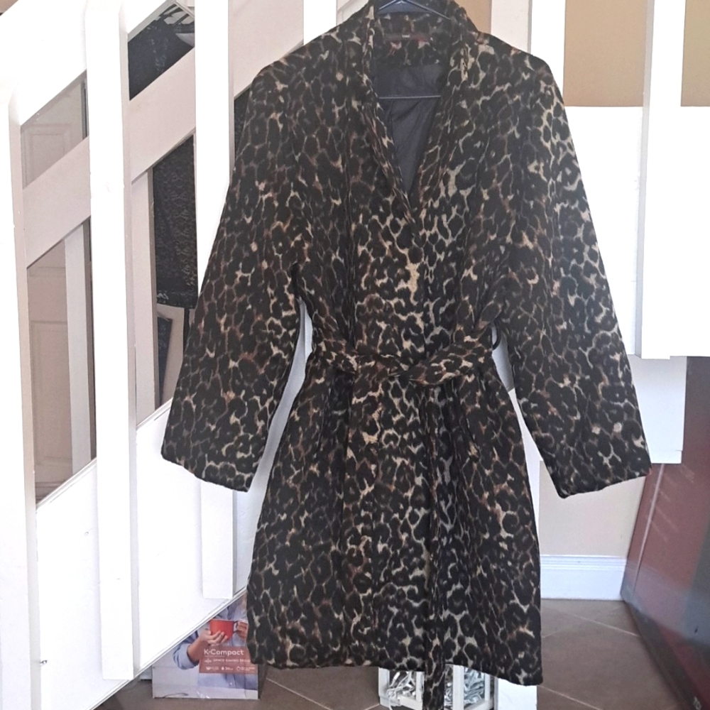 Cheetah Azelhazel hazel hazelhaze Adorable  Print Lined Coat w Pockets szXL EUC